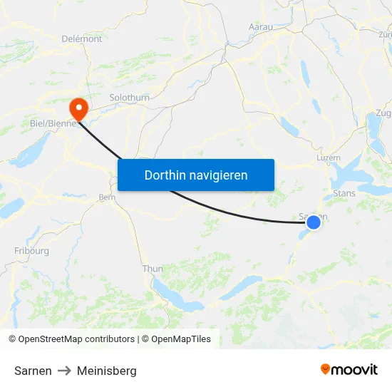 Sarnen to Meinisberg map