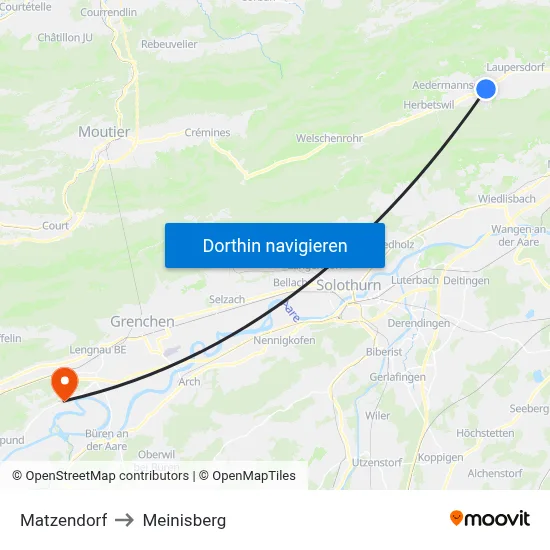 Matzendorf to Meinisberg map