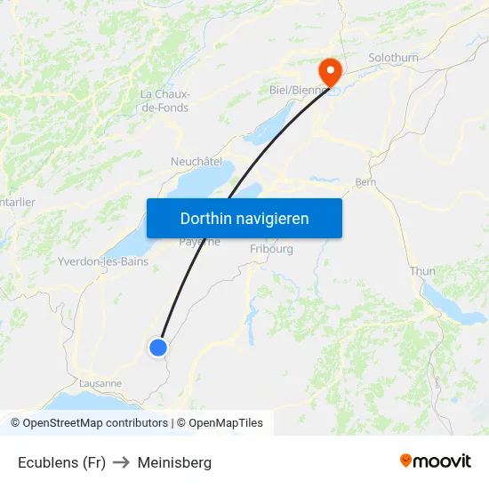 Ecublens (Fr) to Meinisberg map