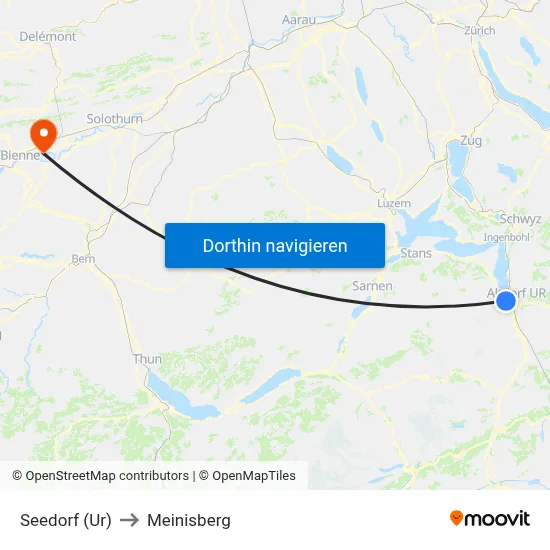 Seedorf (Ur) to Meinisberg map