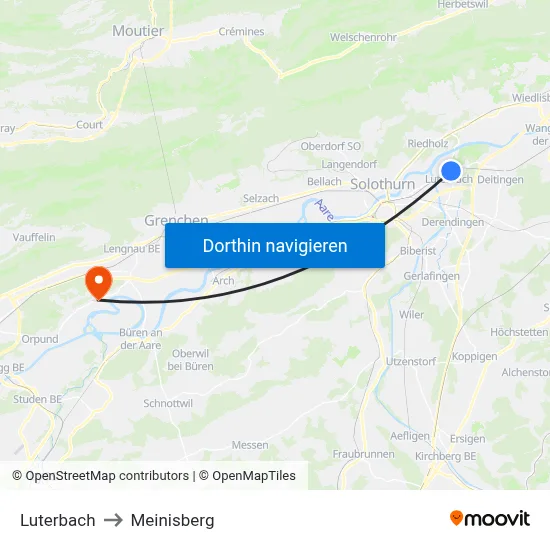 Luterbach to Meinisberg map
