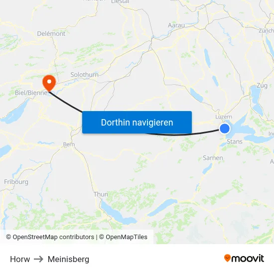 Horw to Meinisberg map