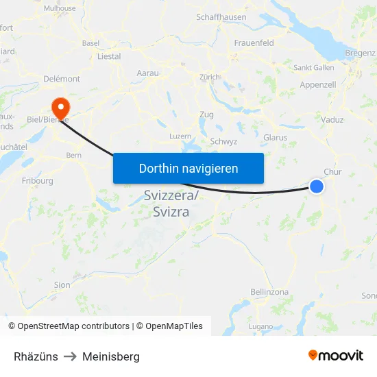 Rhäzüns to Meinisberg map