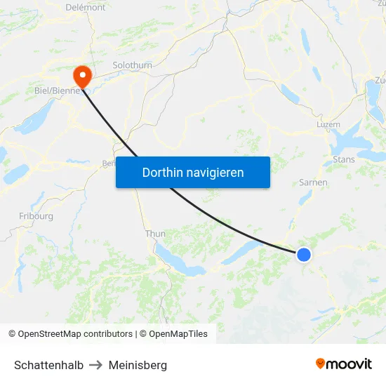 Schattenhalb to Meinisberg map