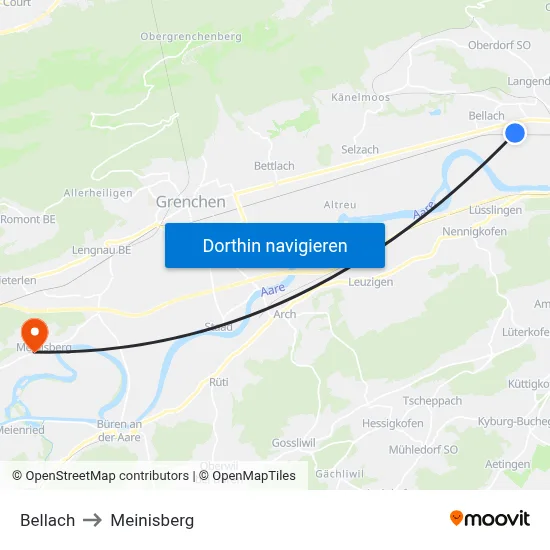 Bellach to Meinisberg map