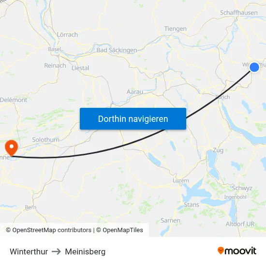 Winterthur to Meinisberg map