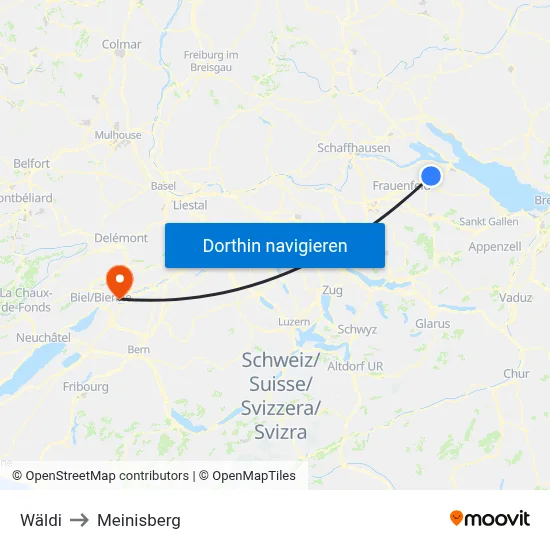 Wäldi to Meinisberg map