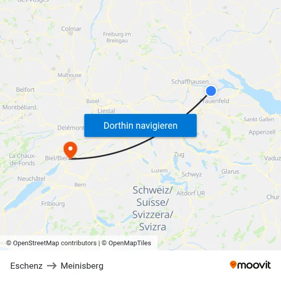 Eschenz to Meinisberg map