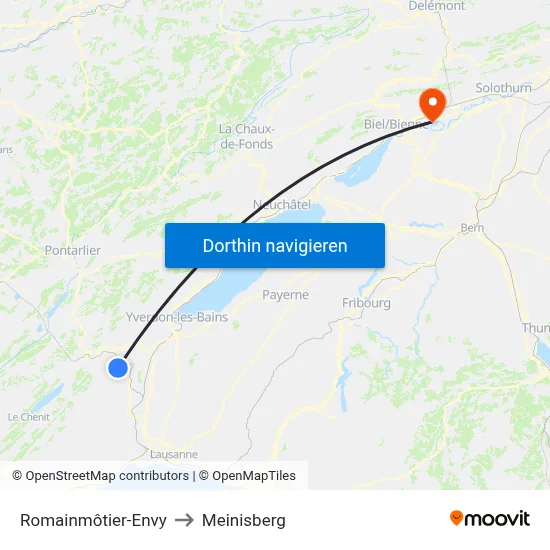 Romainmôtier-Envy to Meinisberg map