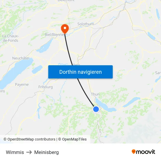 Wimmis to Meinisberg map