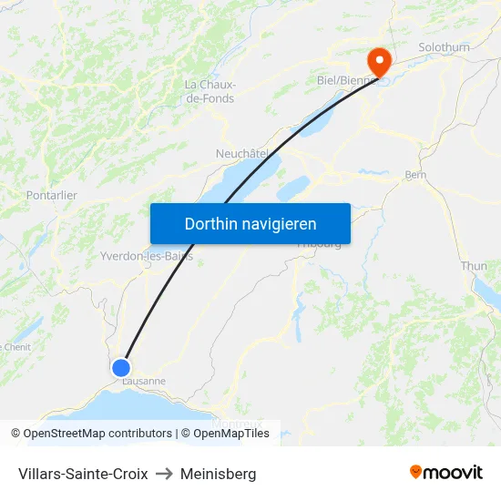 Villars-Sainte-Croix to Meinisberg map