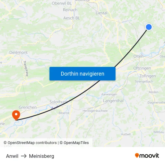 Anwil to Meinisberg map