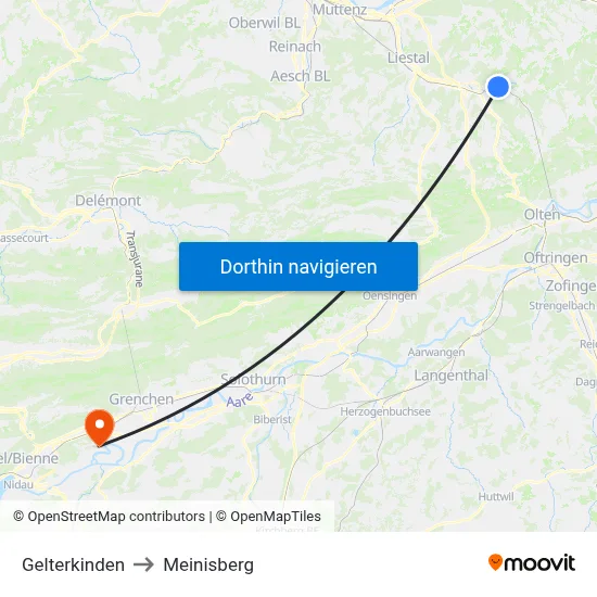 Gelterkinden to Meinisberg map