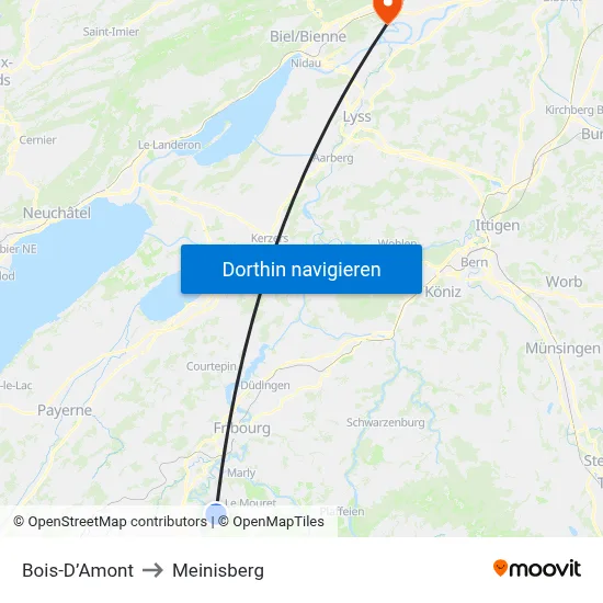 Bois-D’Amont to Meinisberg map