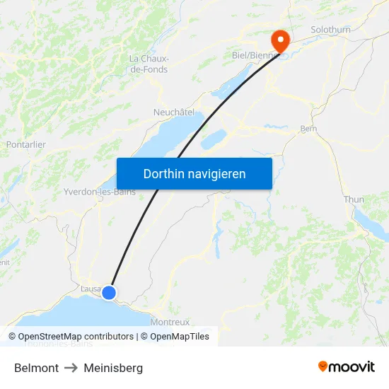 Belmont to Meinisberg map