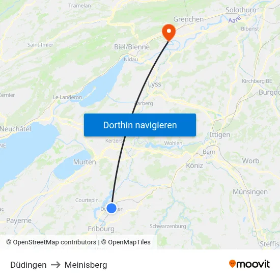 Düdingen to Meinisberg map