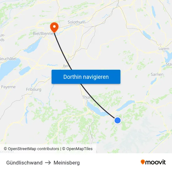 Gündlischwand to Meinisberg map