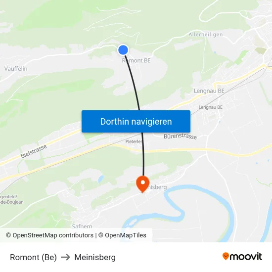 Romont (Be) to Meinisberg map