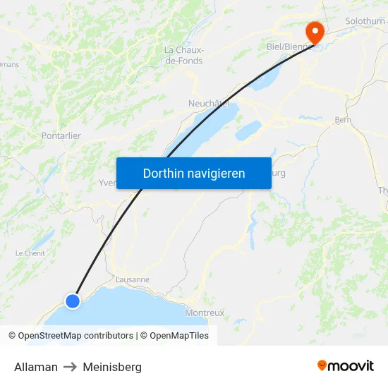 Allaman to Meinisberg map