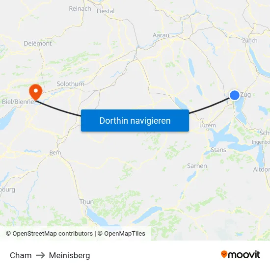 Cham to Meinisberg map