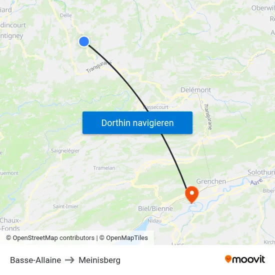 Basse-Allaine to Meinisberg map
