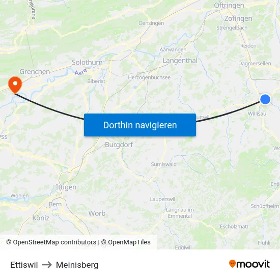 Ettiswil to Meinisberg map
