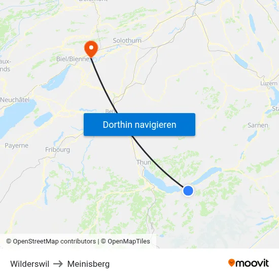 Wilderswil to Meinisberg map