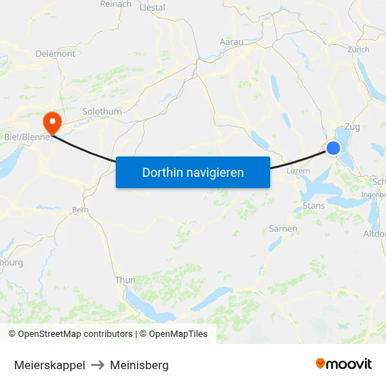 Meierskappel to Meinisberg map