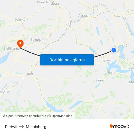 Dietwil to Meinisberg map