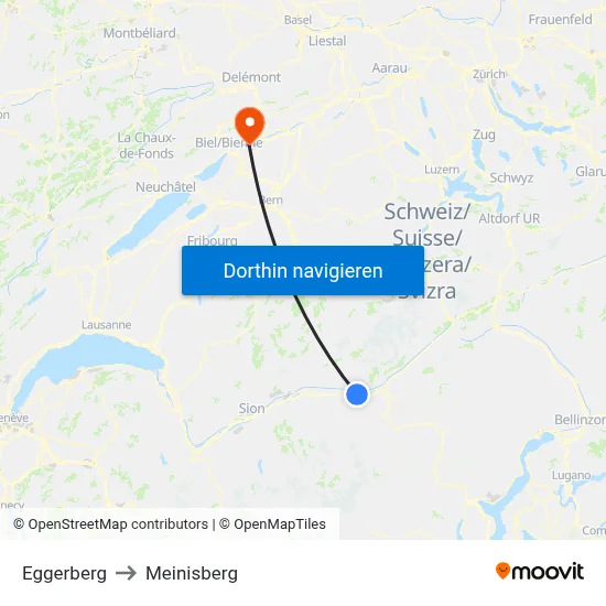 Eggerberg to Meinisberg map