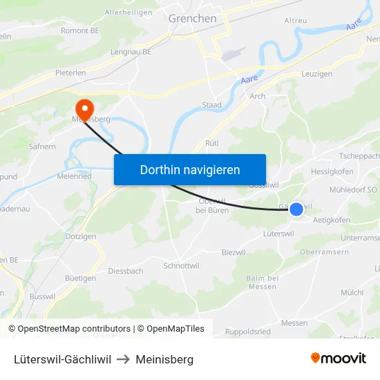 Lüterswil-Gächliwil to Meinisberg map