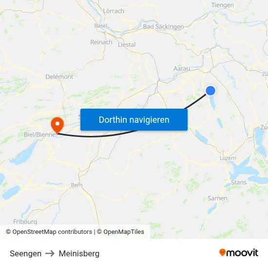 Seengen to Meinisberg map