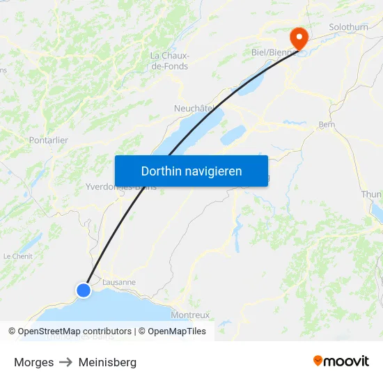Morges to Meinisberg map