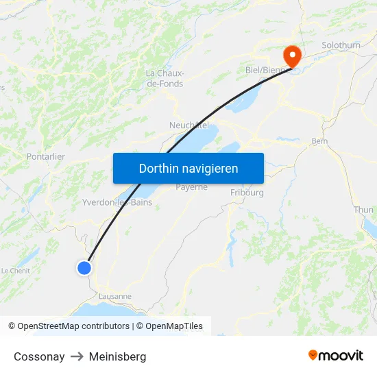 Cossonay to Meinisberg map