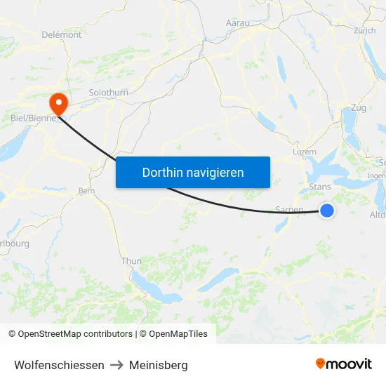 Wolfenschiessen to Meinisberg map
