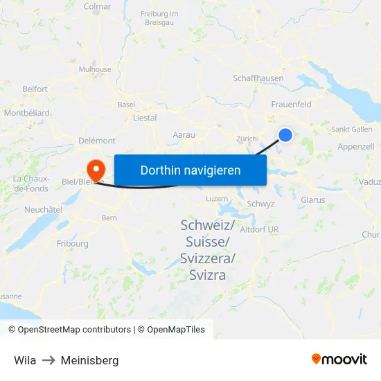 Wila to Meinisberg map