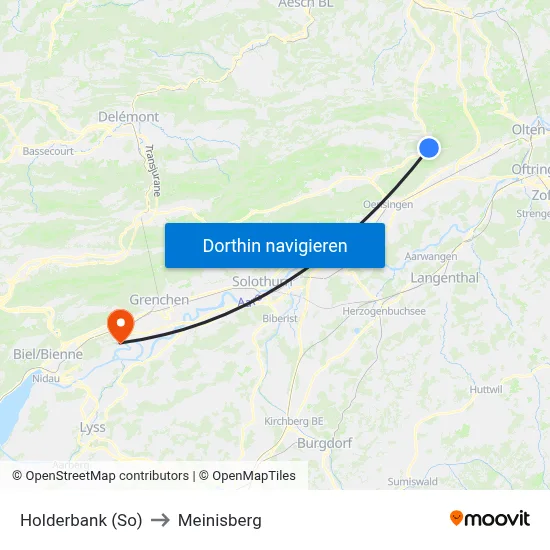 Holderbank (So) to Meinisberg map