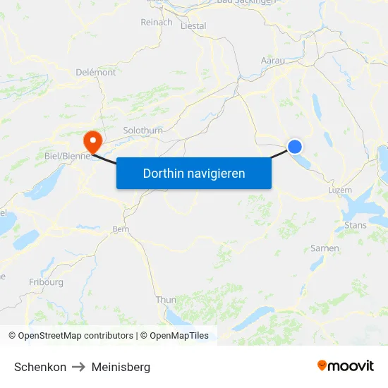 Schenkon to Meinisberg map