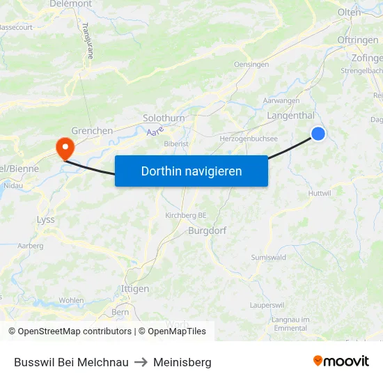 Busswil Bei Melchnau to Meinisberg map
