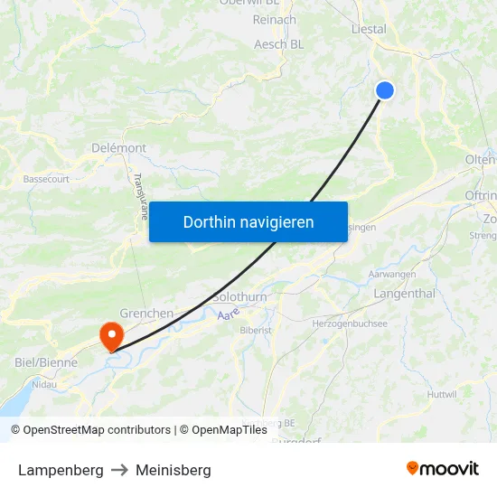 Lampenberg to Meinisberg map