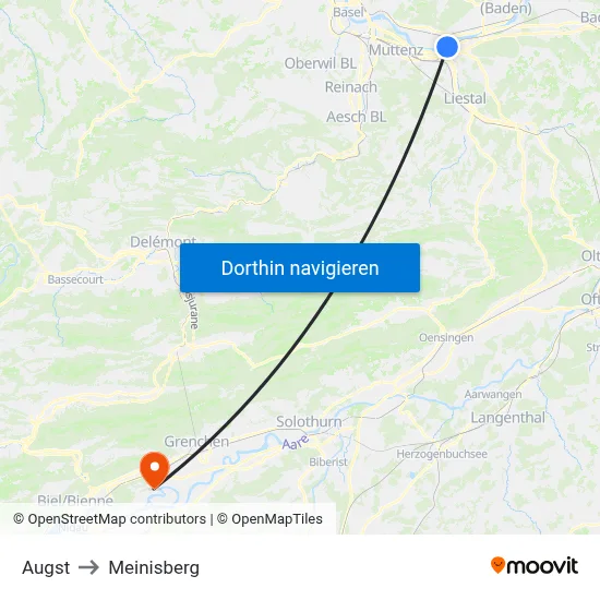 Augst to Meinisberg map