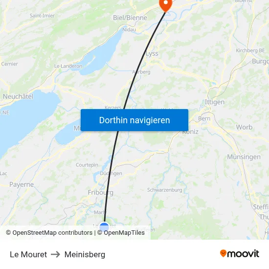 Le Mouret to Meinisberg map
