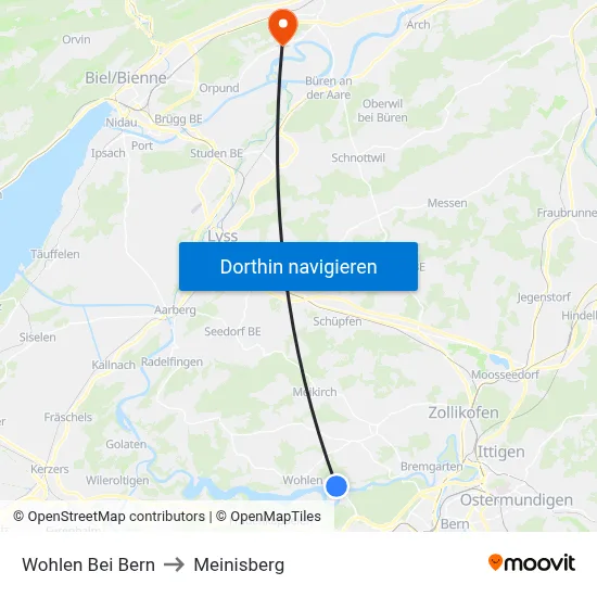 Wohlen Bei Bern to Meinisberg map