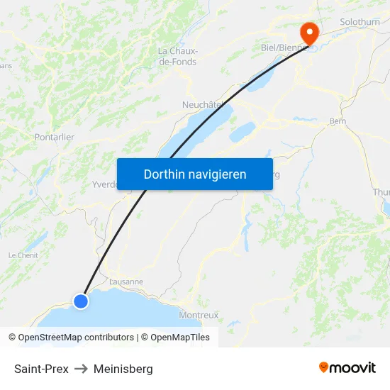 Saint-Prex to Meinisberg map