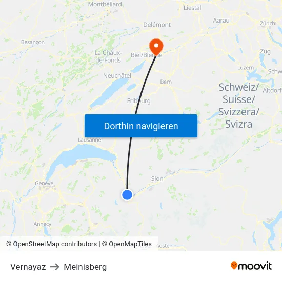 Vernayaz to Meinisberg map