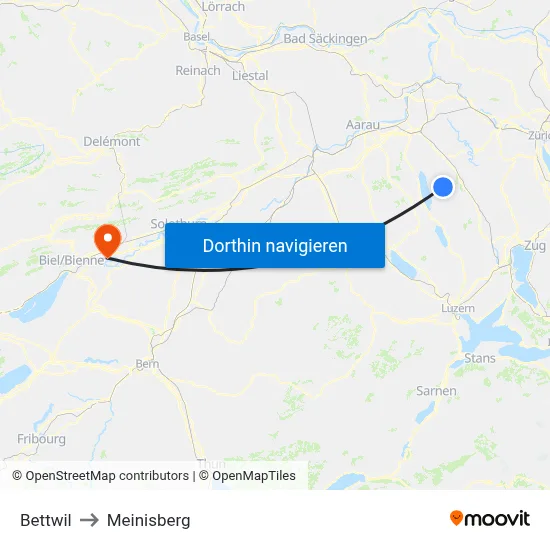 Bettwil to Meinisberg map