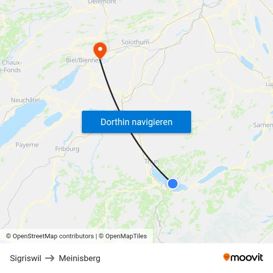 Sigriswil to Meinisberg map