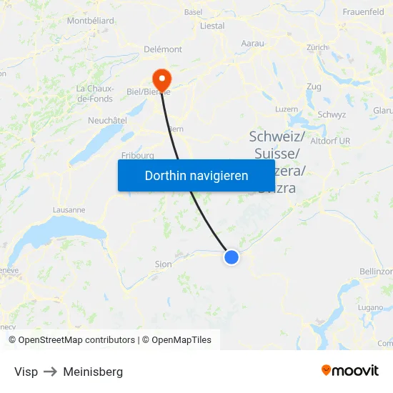 Visp to Meinisberg map