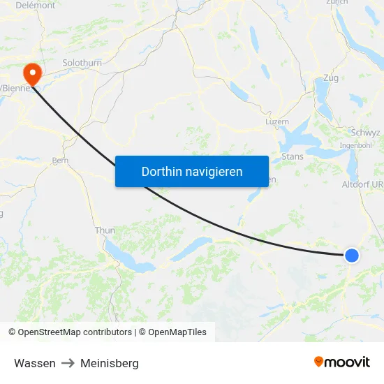 Wassen to Meinisberg map