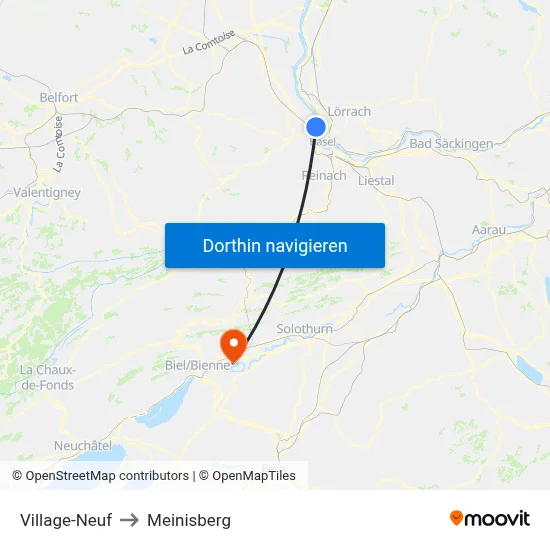 Village-Neuf to Meinisberg map
